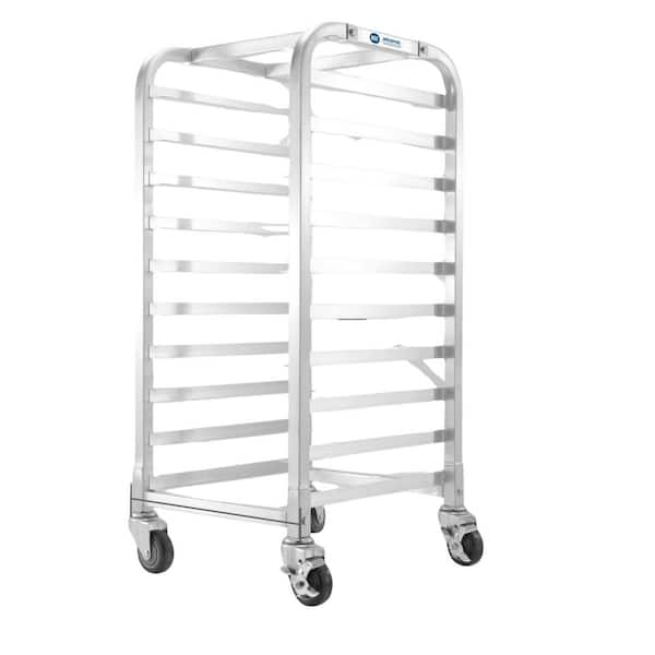10-Piece Aluminum Half Size Baking Rack Silver Durable Open Shelf Design with 4 Wheels for Commercial Kitchen Set