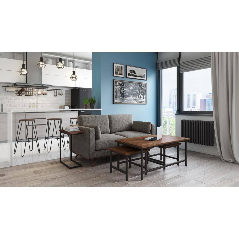 Cocoa Brown and Black 30" Industrial Metal and Wood Bar Stool