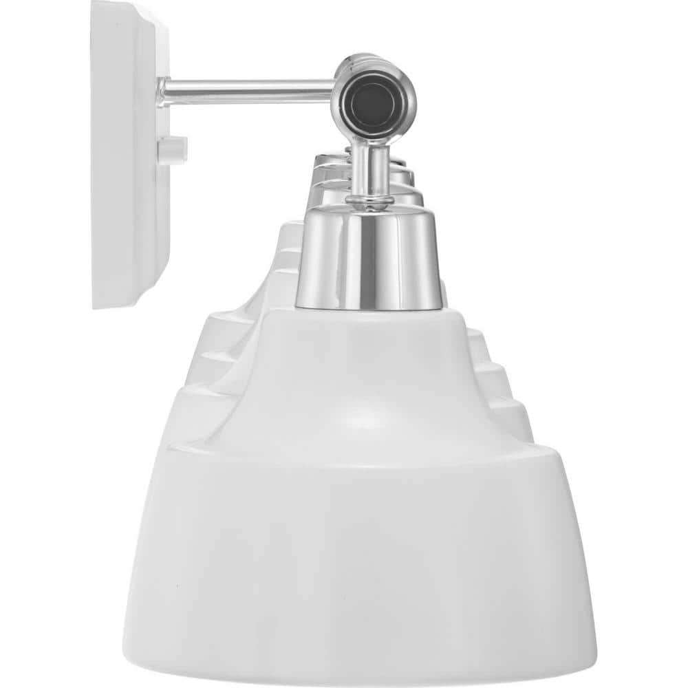 Bramlett Polished Chrome 4-Light Bath Vanity with White Shades