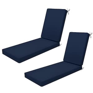 26 in. x 80 in. Outdoor Chair Cushion for Patio Chaise Lounge, Water Resistant Patio Cushion Set in Navy Blue (2-Pack)