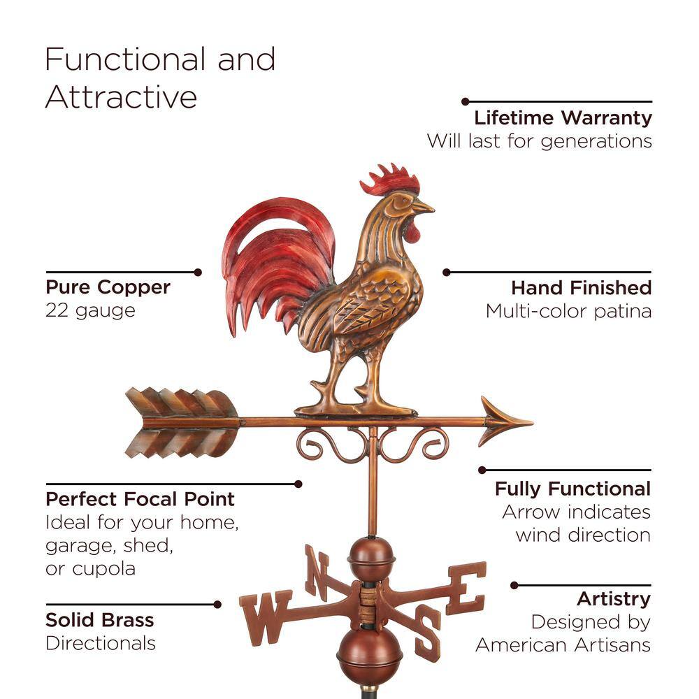 Coventry 30" White Vinyl Cupola with Black Aluminum Roof and Copper Rooster Weathervane