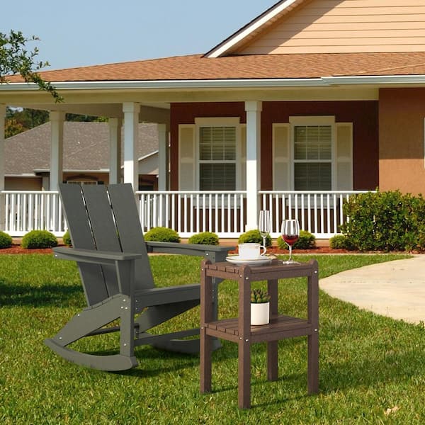 Unbranded Brown Rectangle Plastic Outdoor Side Table Double Outdoor Side Table