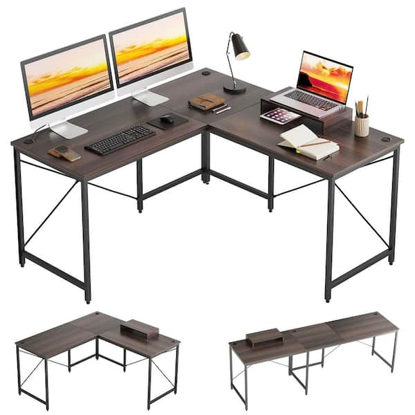 L-Shaped Desk Corner Computer Desk Wide Work Desk with Printer Stand, Large  Home Office Desk Workstation Table Executive Desk for Working Gaming