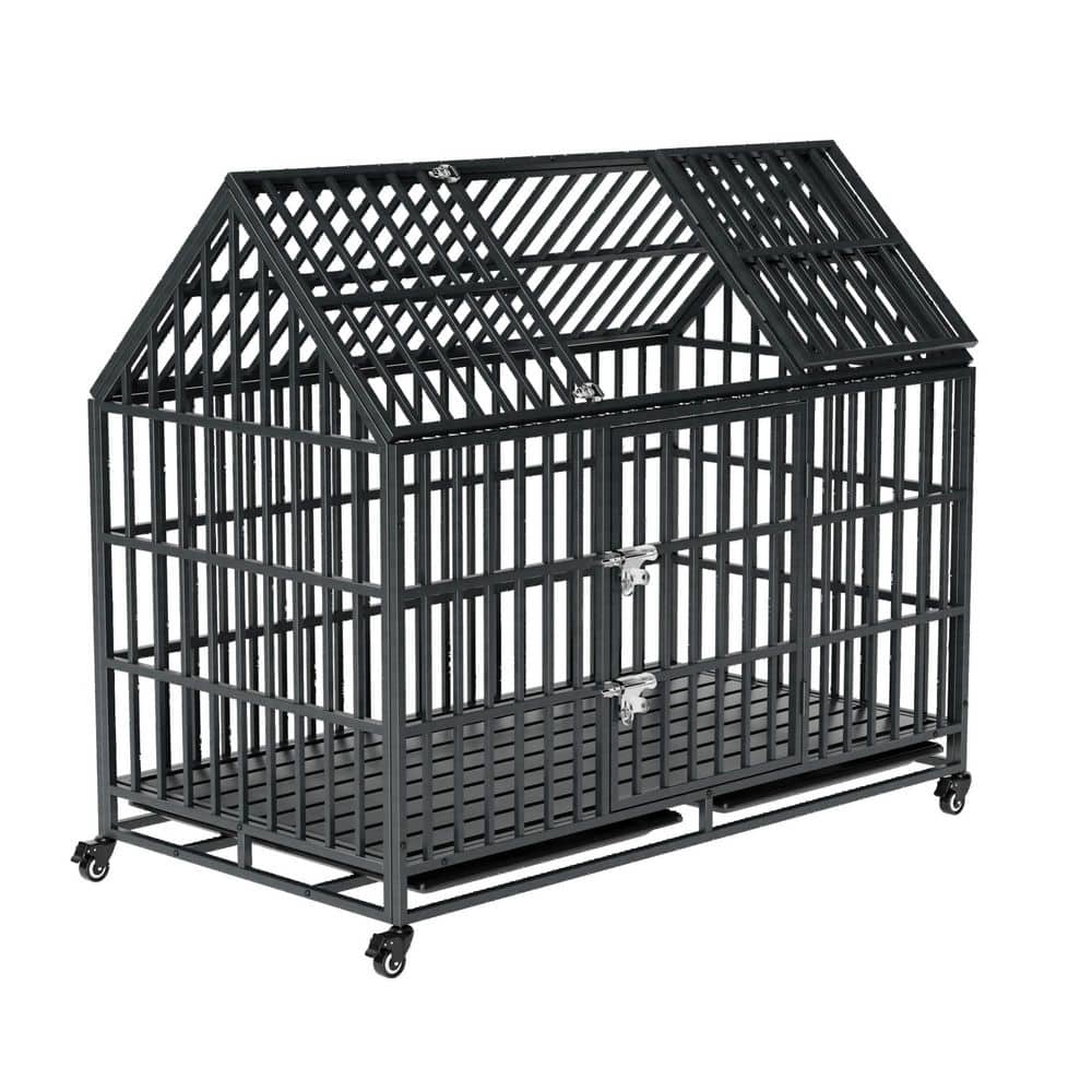 52 in. W Black Heavy Duty Dog Crate with Roof Top price history on PriceWatchPro