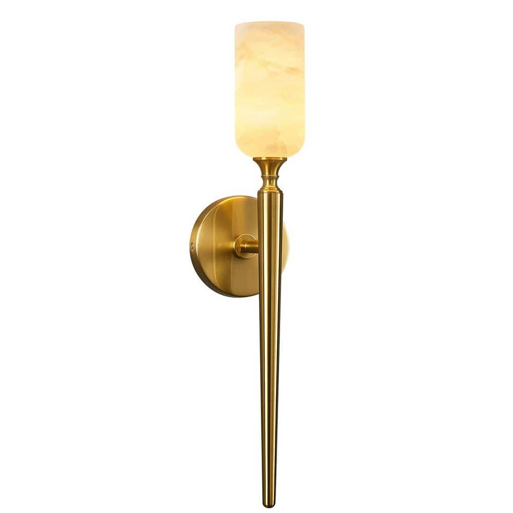 Home Lighting 3.07 in. 1-Light Gold 1-Pack Modern Natural Alabaster Wall Sconce for Bedroom Living Room price history on PriceWatchPro