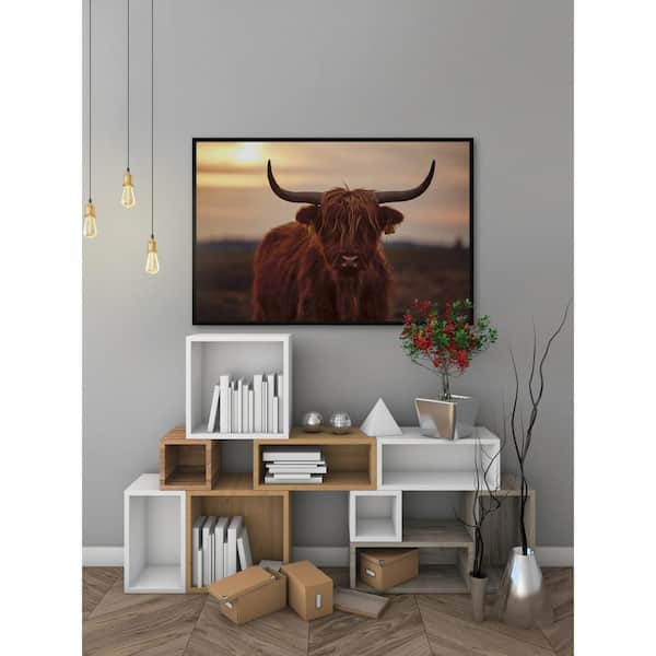 Sunset and Cows by Marmont Hill Floater Framed Canvas Animal Art Print 20  in. x 30 in. EXOANI-11-BFF30 - The Home Depot