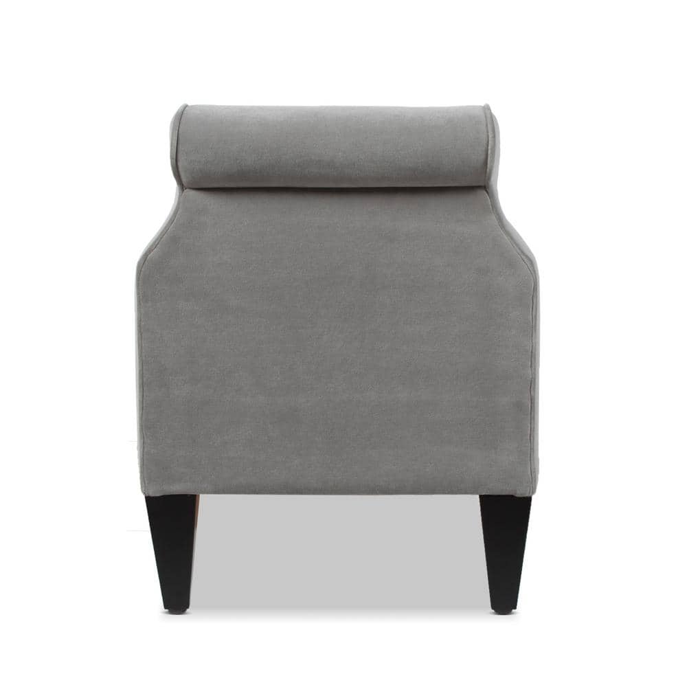 Jacqueline Opal Grey Velvet Tufted Roll Arm Storage Bench