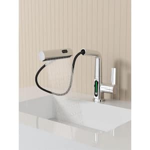 Modern Single Handle Single Hole Bathroom Faucet in Chrome