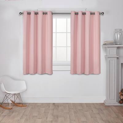 Sateen Twill Woven Blush Solid Polyester 52 in. W x 63 in. L Grommet Top, Room Darkening Curtain Panel (Set of 2)