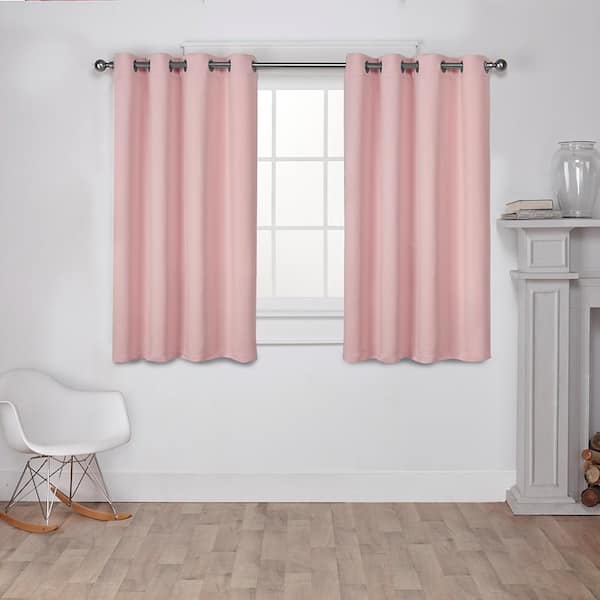 EXCLUSIVE HOME Sateen Blush Solid Woven Room Darkening Grommet Top Curtain, 52 in. W x 63 in. L (Set of 2)