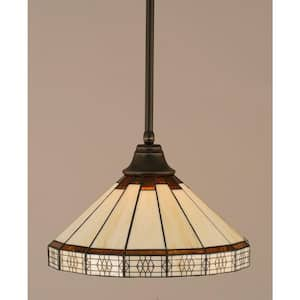 Sparta 100-Watt 1-Light Dark Granite Bowl Mini Pendant Light with Glass Shade