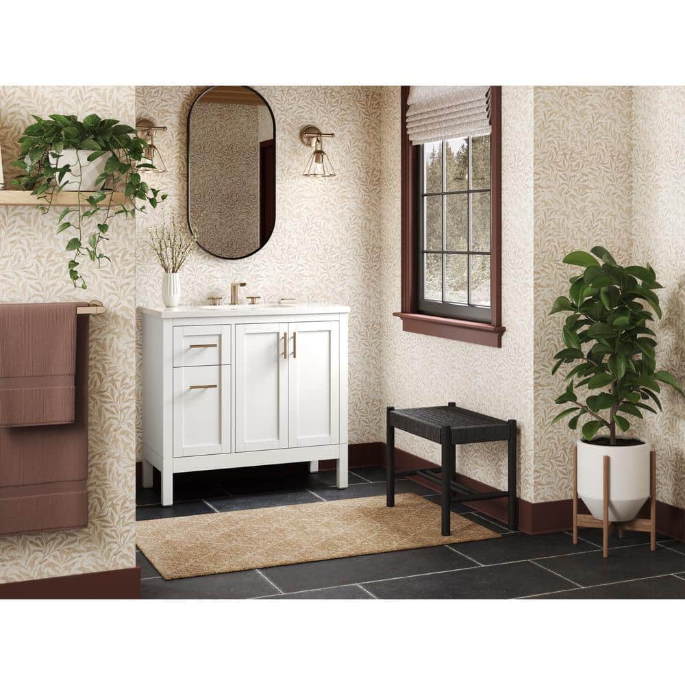 Hadron 37" White Freestanding Single Bathroom Vanity with Quartz Top