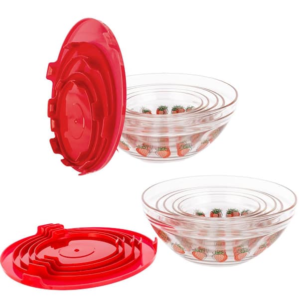 Chef Buddy 20-Piece Strawberry Design Glass Bowls with Lids Set- Mixing  Bowls Set Storage Organizer with Multiple Sizes 82-5758-ST - The Home Depot