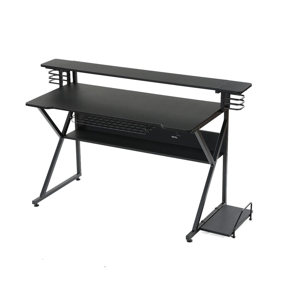 BYBLIGHT Havrvin 66-in. Wing-Shaped Black MDF Gaming Desk, Computer Desk  Studio Workstation Pc Desk Gamer Table for Streamer BB-XK00128XF - The Home  Depot