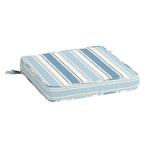 ProFoam 20 in. x 20 in. French Blue Linen Stripe Square Outdoor Chair Cushion