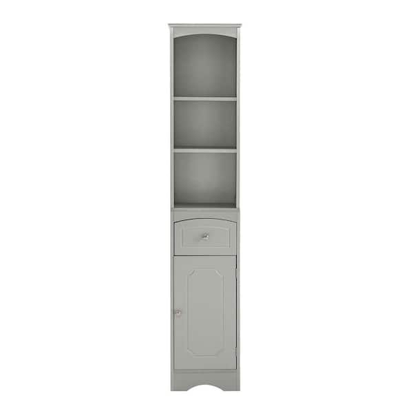 Miscool Anky 13.4 in. W x 9.1 in. D x 66.9 in. H Gray MDF Freestanding Bathroom Storage Linen Cabinet