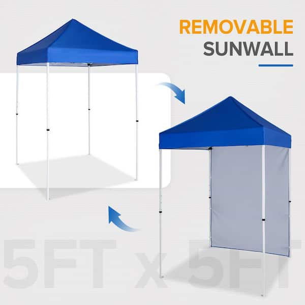 EAGLE PEAK 5 ft. x 5 ft. Blue Pop Up Canopy with 1 Removable Sunwall  E25SW1-BLU-AZ - The Home Depot