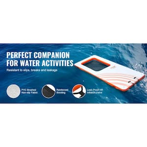 Inflatable Floating Dock 15x6.5ft. Inflatable Dock Platform with 4x6ft. Trampoline Mesh Pool, Non-Slip Floating Platform