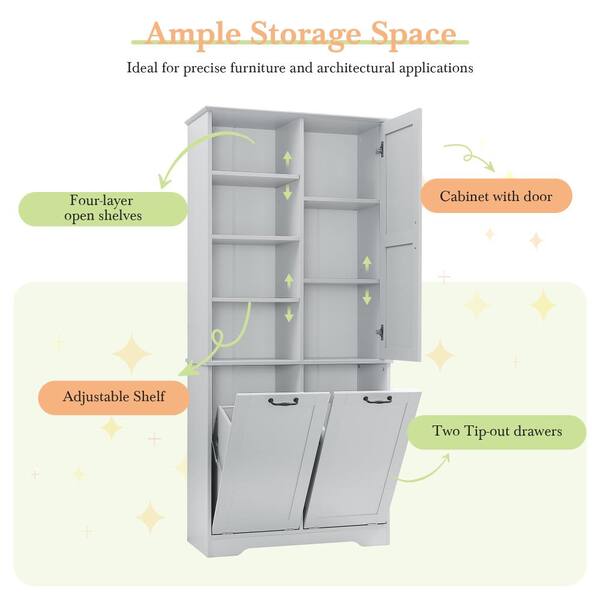 EEN ANDRO TAKIANG INC 31 in. W x 14 in. D x 68 in. H Gray Linen