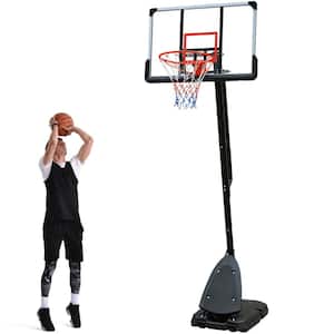 7.5FT-10FT Outdoor Adjustable Basketball Hoops 44 In. Backboard with LED Lights , Stable Base