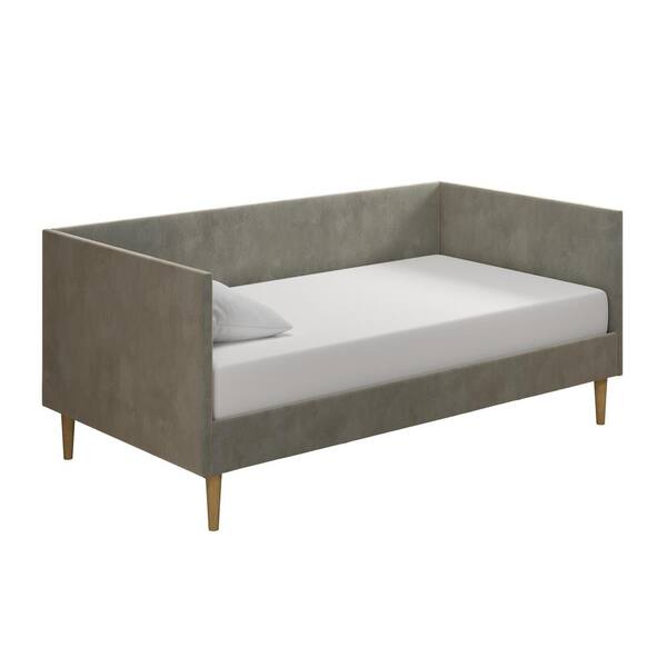 DHP Felicia Mid Century Gray Velvet Upholstered Twin Daybed