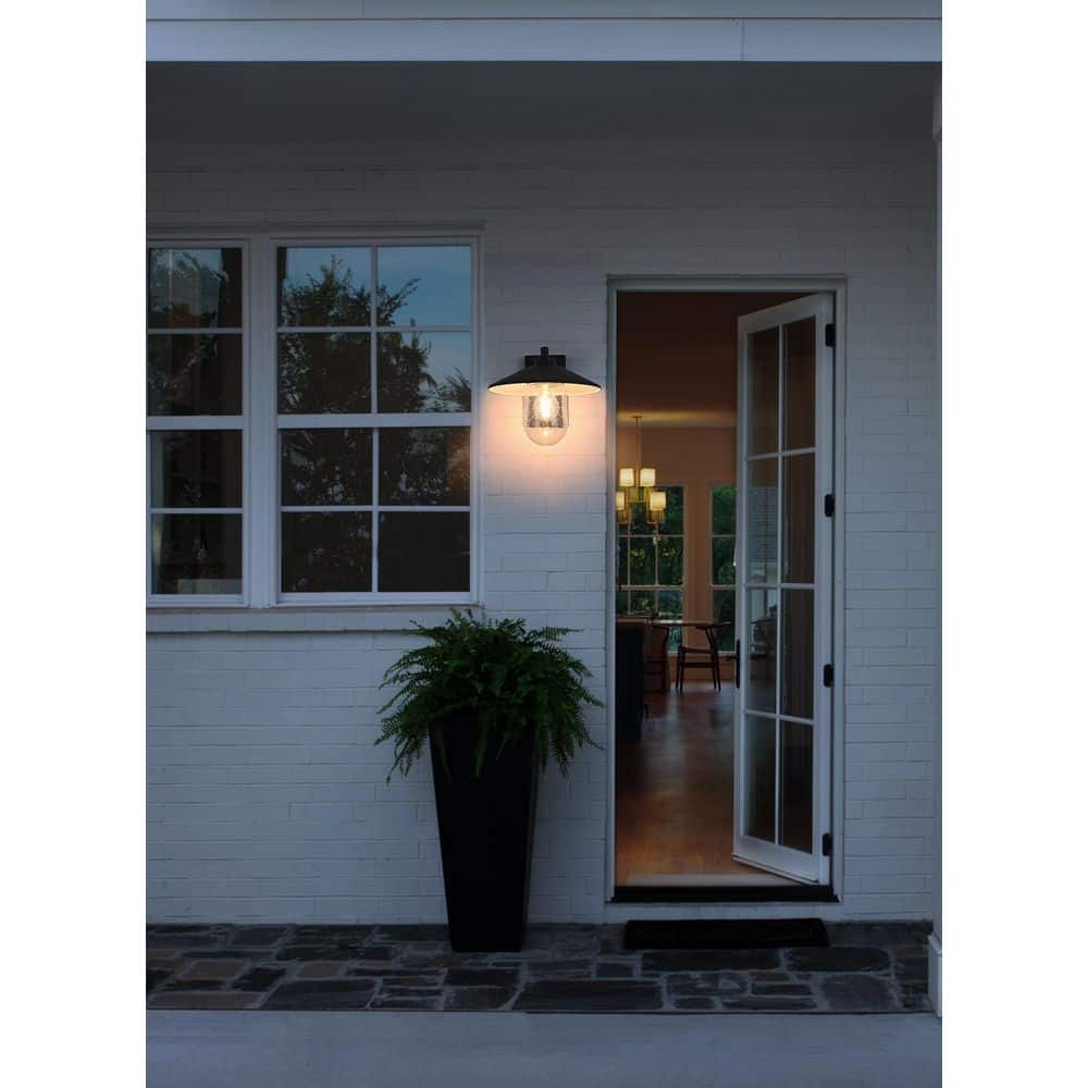 TIMELESS HOME 10 in. Black Outdoor Hardwired Wall Sconce with No
