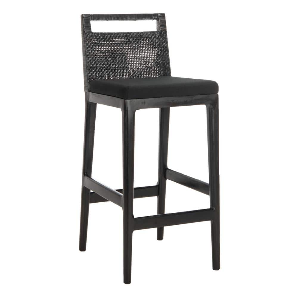 Maldives Inspired Transitional Black Bar Stool with Acrylic Cushion