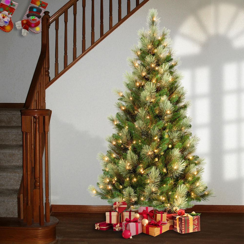 6' Green Pre-Lit Charleston Pine Artificial Christmas Tree with Clear Lights