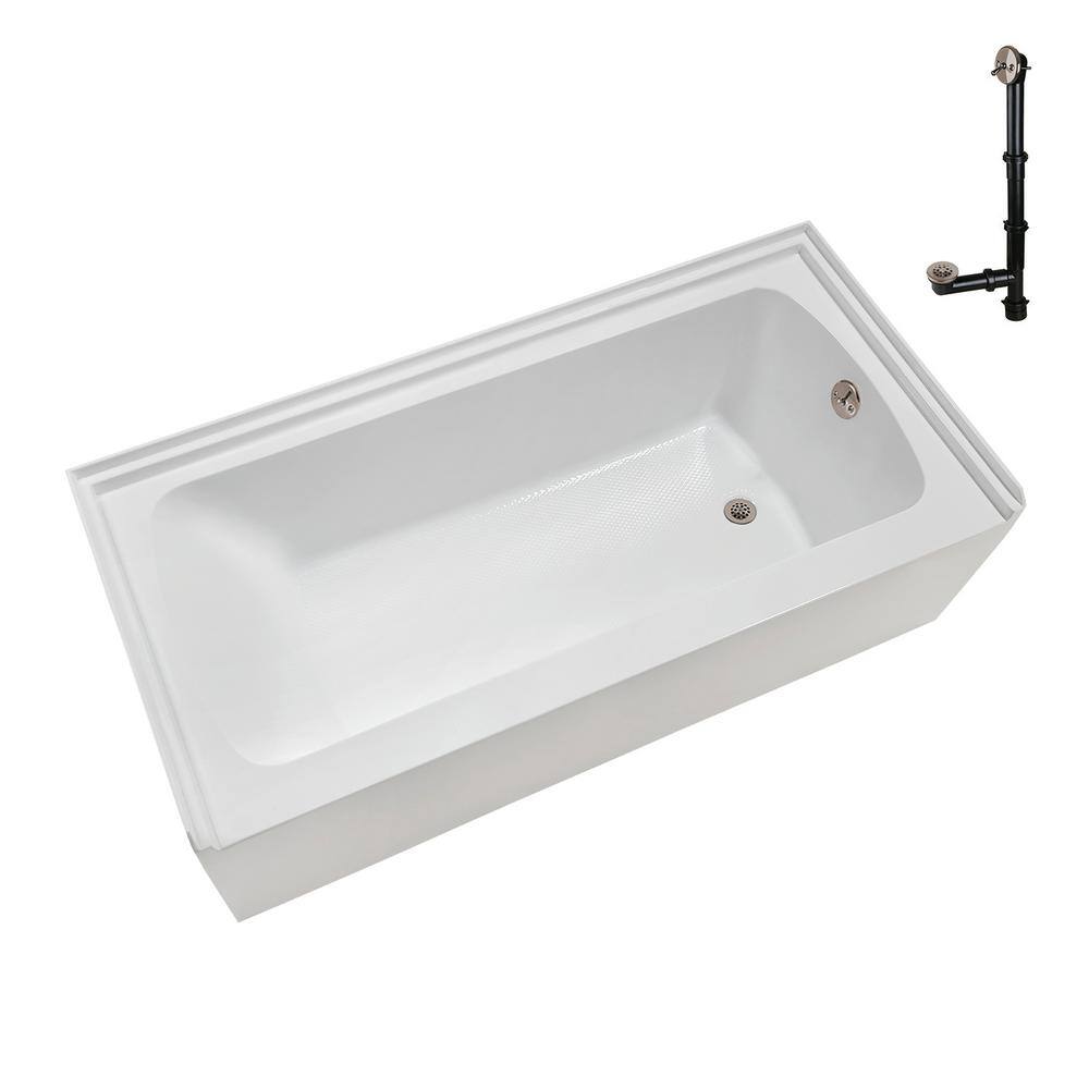 Glossy White 60" x 30" Acrylic Right-Hand Drain Alcove Bathtub