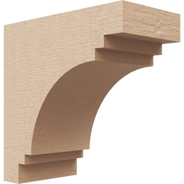 Ekena Millwork 3 in. x 6 in. x 6 in. Series 1 Classic Pescadero Rough Cedar Woodgrain Timberthane Polyurethane Corbel, Primed Tan
