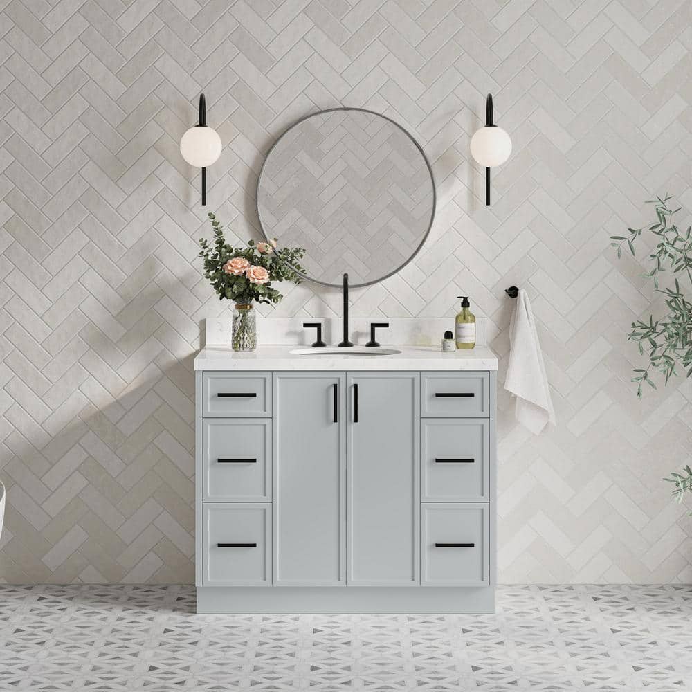 Kelly 42" Light Gray Wood Freestanding Vanity Cabinet