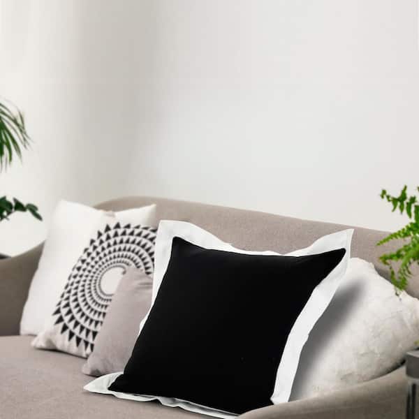 LR Home Empire White /Black Border Soft Poly-Fill 14 in. x 36 in. Throw  Pillow 1231A1084D9348 - The Home Depot