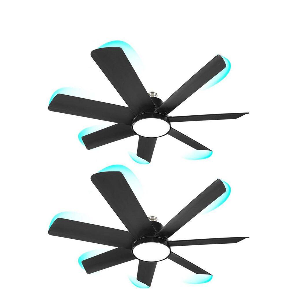 28 in. Black Plastic Blade Flush Mount Modern Ceiling Fan with Remote and LED Light Kit Included(2 Black) price history on PriceWatchPro