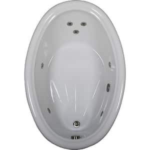 60 in. Acrylic Oval Drop-in Whirlpool Bath Bathtub in Biscuit