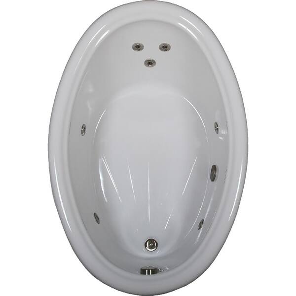 Comfortflo 60 in. Acrylic Oval Drop-in Whirlpool Bath Bathtub in Biscuit