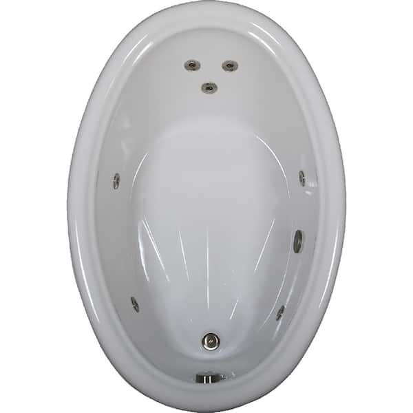Comfortflo 60 in. Oval Drop-in Whirlpool Bath Bathtub in Bone