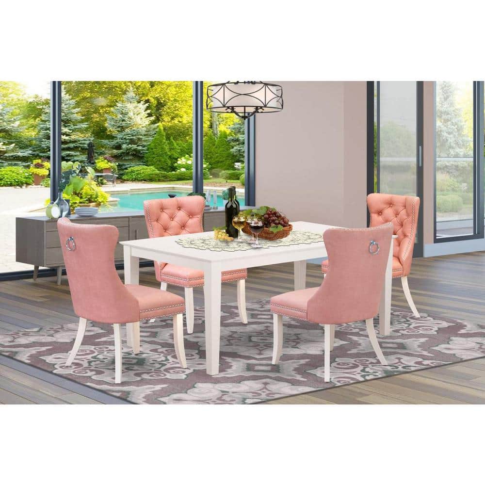 Linen White 5-Piece Wood Dining Set with High Back Chairs