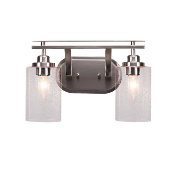 Unbranded Monroe 14.75 in. 2-Light Brushed Nickel Vanity Light 4 in. Clear Bubble Glass Shade No Bulbs Included