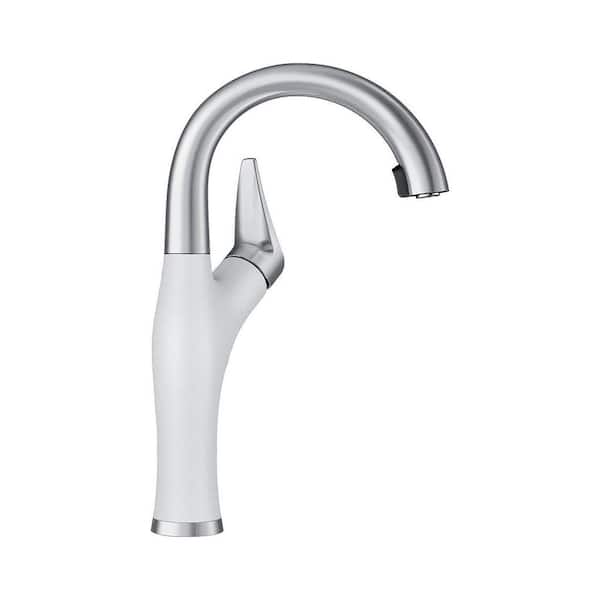 Blanco Artona Single-Handle Bar Faucet Pull-Down Sprayer in White/Stainless