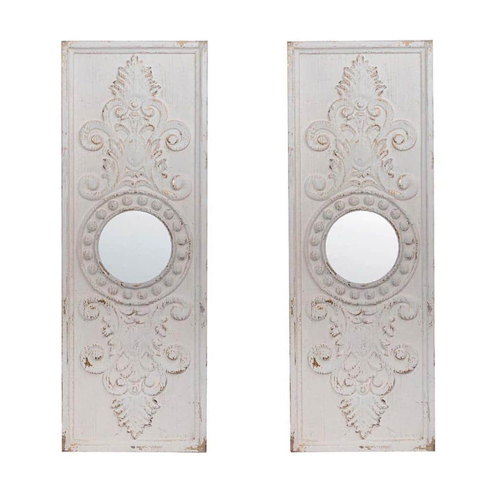 17 in. W x 48 in. H Set of 2 Large Wooden Wall Art Panels with Distressed W