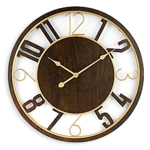 Brown Oversized Design Metal Analog Classic Numeral Wall Clock