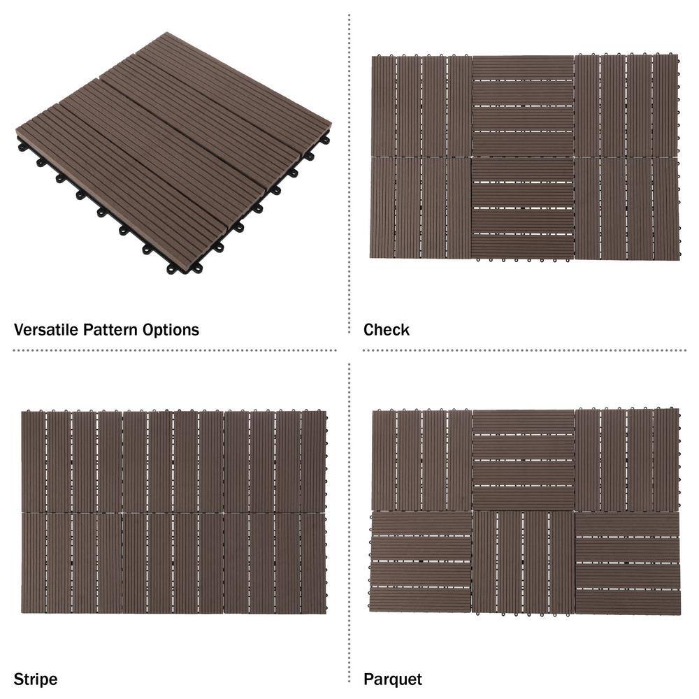 Mocha Brown Interlocking Composite Deck Tiles for Outdoor Flooring
