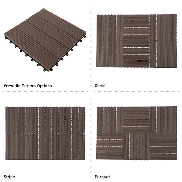 Pure Garden 0.97 ft. x 0.97 ft. Slate Composite Deck Tile in Brown (30-Per Pack)