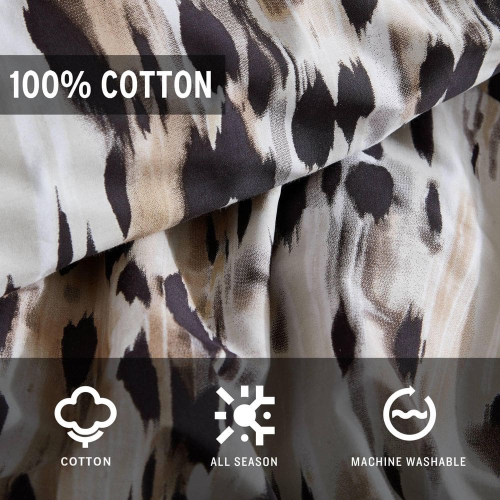 Abstract Leopard Brown Cotton King Duvet Cover Set with Shams