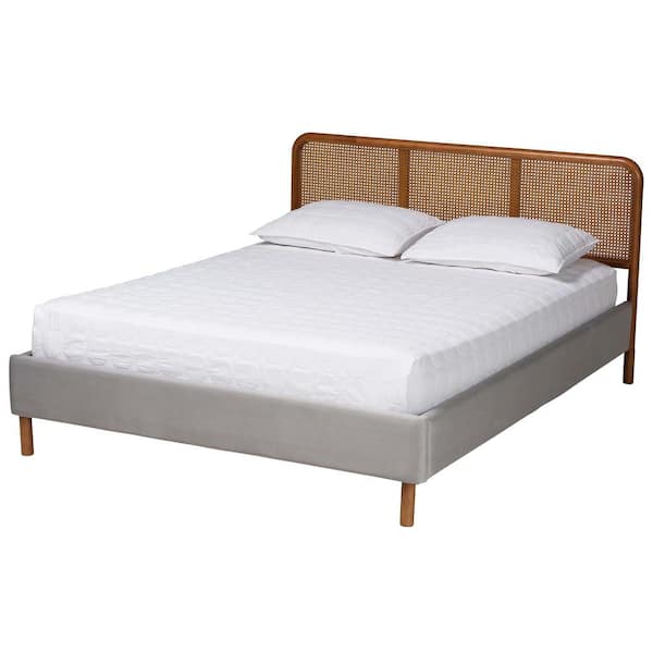 Baxton Studio Rosita Gray and Walnut Brown Wood Frame Queen Platform Bed