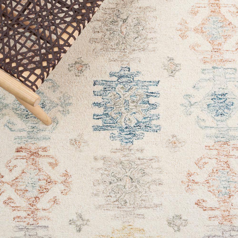 Ivory and Blue Hand-Tufted Wool Rectangular Rug