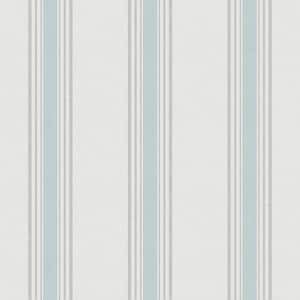 Spring Blossom Collection Striped Fabric Effect Blue/Beige Matte Finish Non-pasted Non-woven Paper Wallpaper Roll