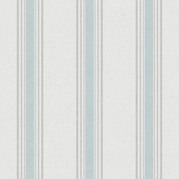 Unbranded Spring Blossom Collection Striped Fabric Effect Blue/Beige Matte Finish Non-pasted Non-woven Paper Wallpaper Roll