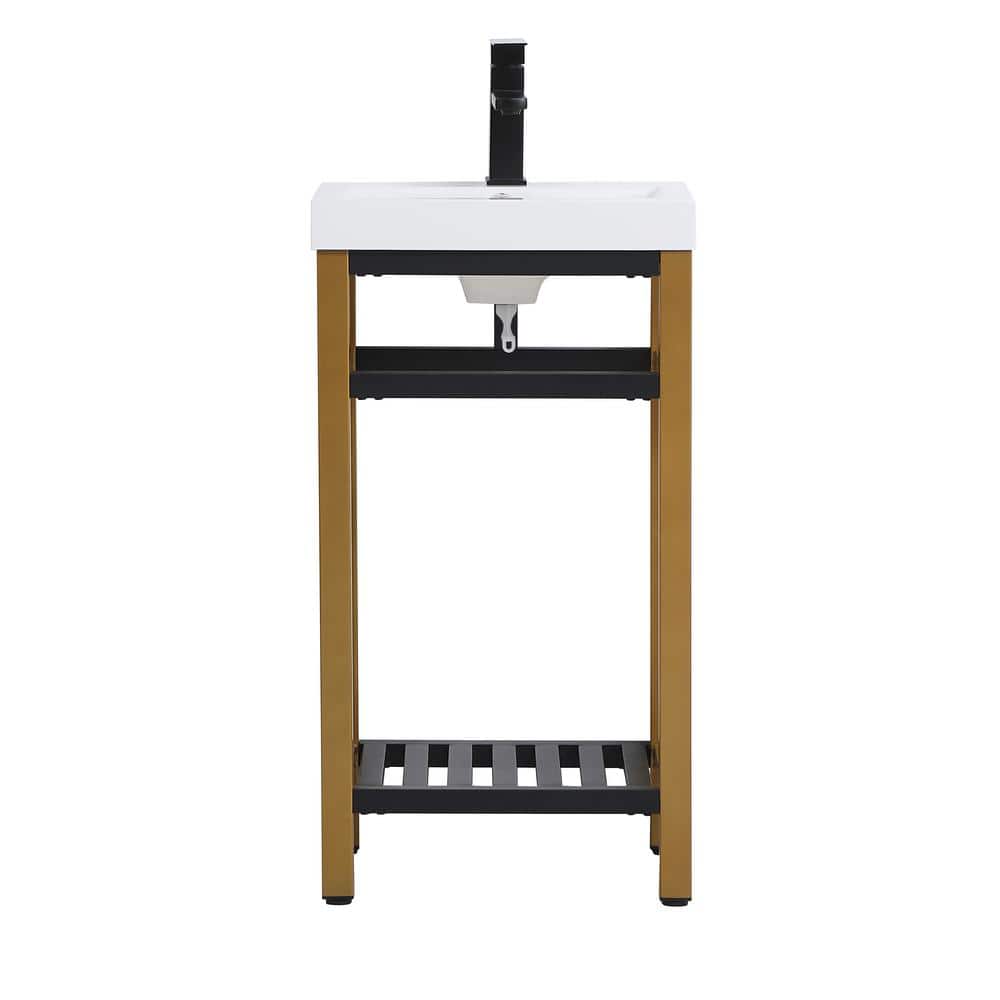 Simply Living 18 in. Single Bathroom Metal Vanity in Golden Black with Resi