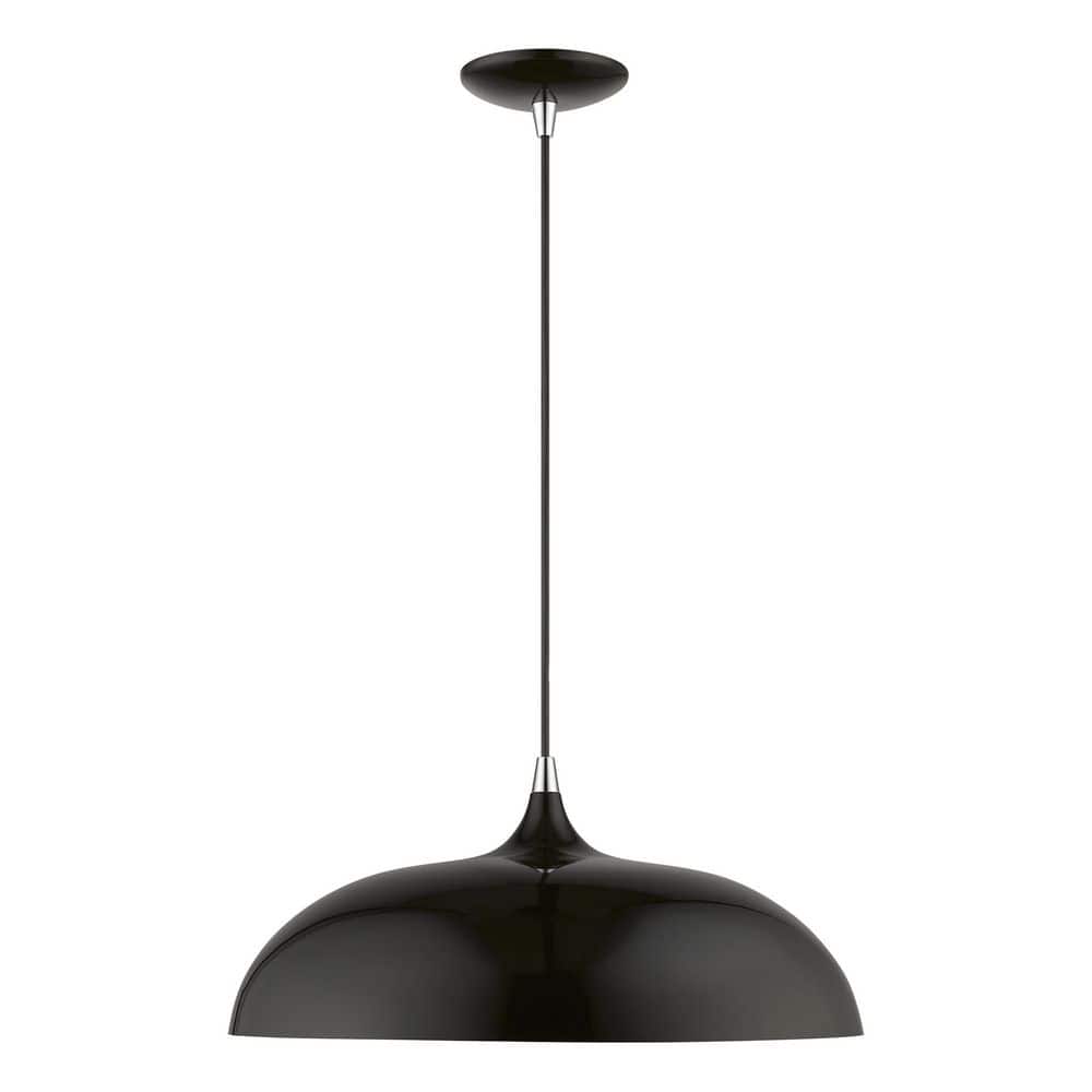 Shiny Black and Polished Chrome 18" Aluminum Pendant Light
